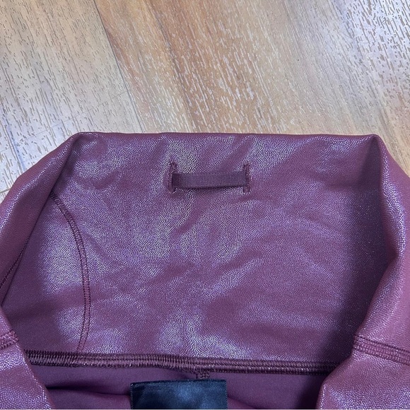 Lululemon Women’s Burgundy Faux Leather Leggings High Waist Liquid Look Size 10 - Picture 6 of 10
